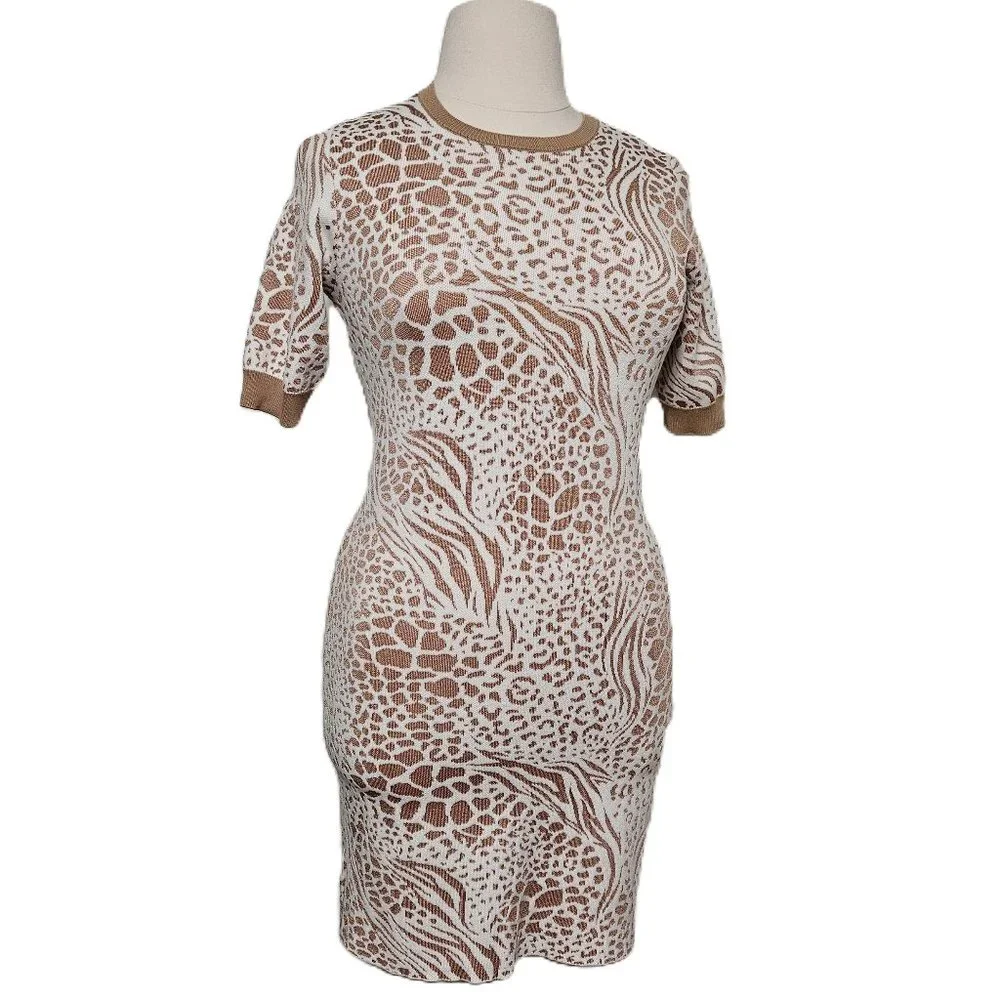 Ann Taylor Mixed Animal Print Sweater Shift Dress Size M Like New! ✨HP✨ - Picture 3 of 9